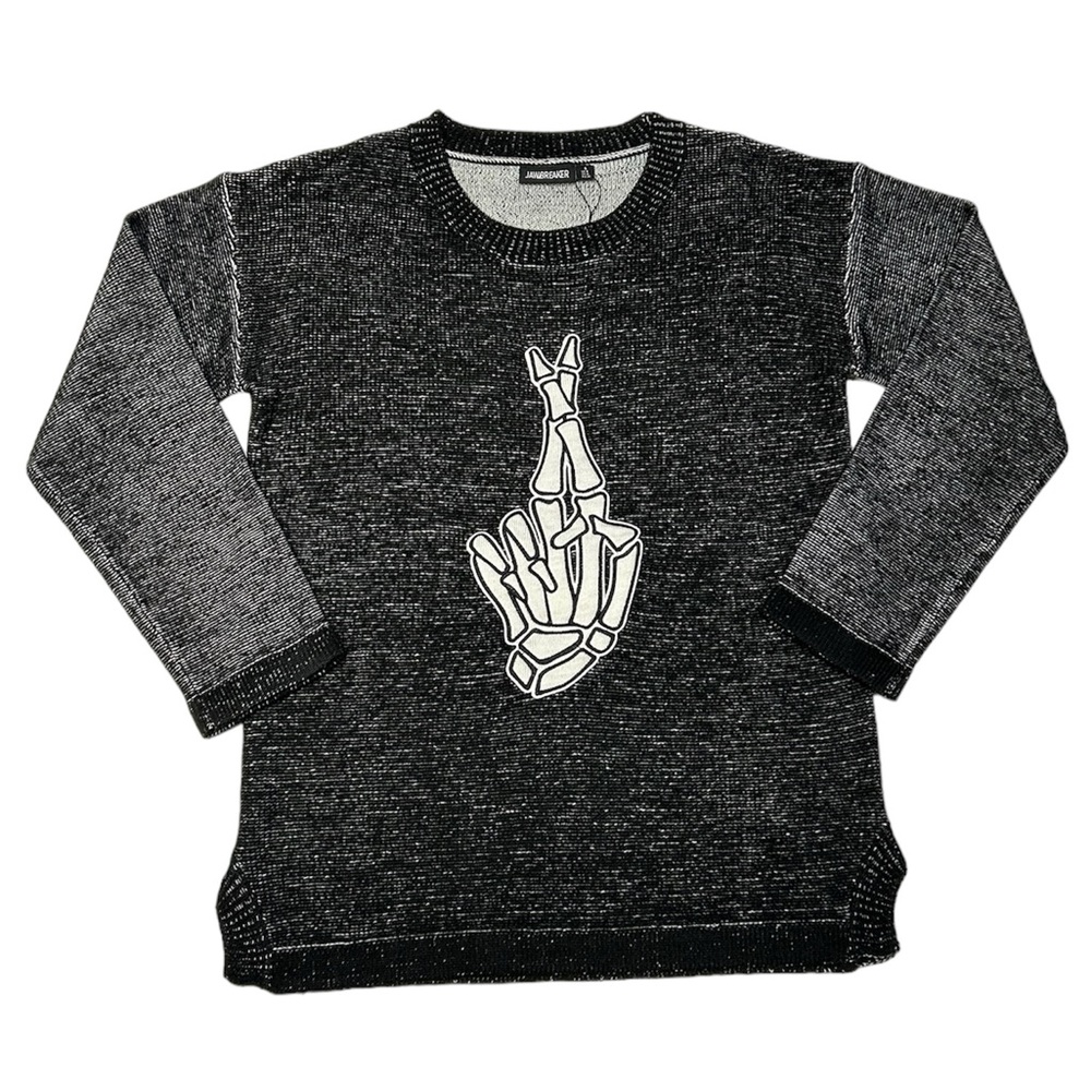 NWT Dollskill Jawbreaker F Luck Oversized Sweater Charcoal Gray Size Small